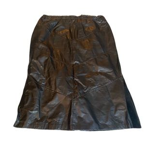 80s Vintage Black Leather Maxi Skirt By Aggie Georgette Size XXL